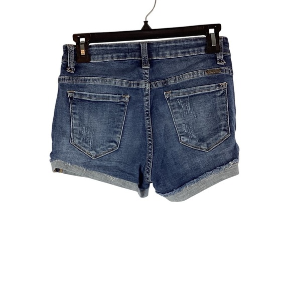 KanCan Distressed Cuffed Denim Shorts Medium Wash Mid-Rise M - Picture 3 of 5